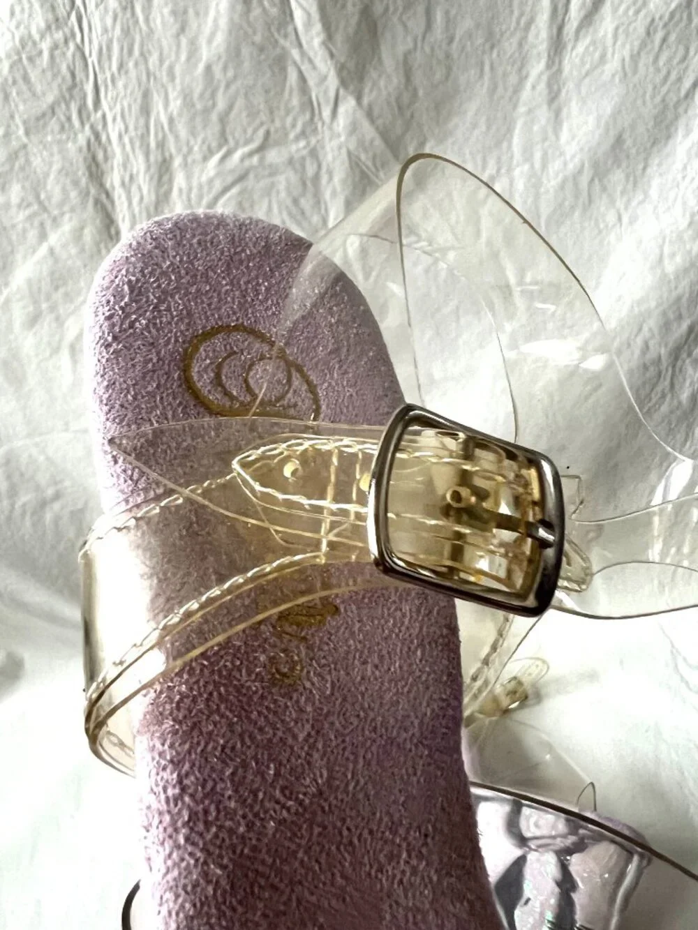 Pleaser platform high heels womens 8 clear plastic Adore-708UVG glitter UV glow